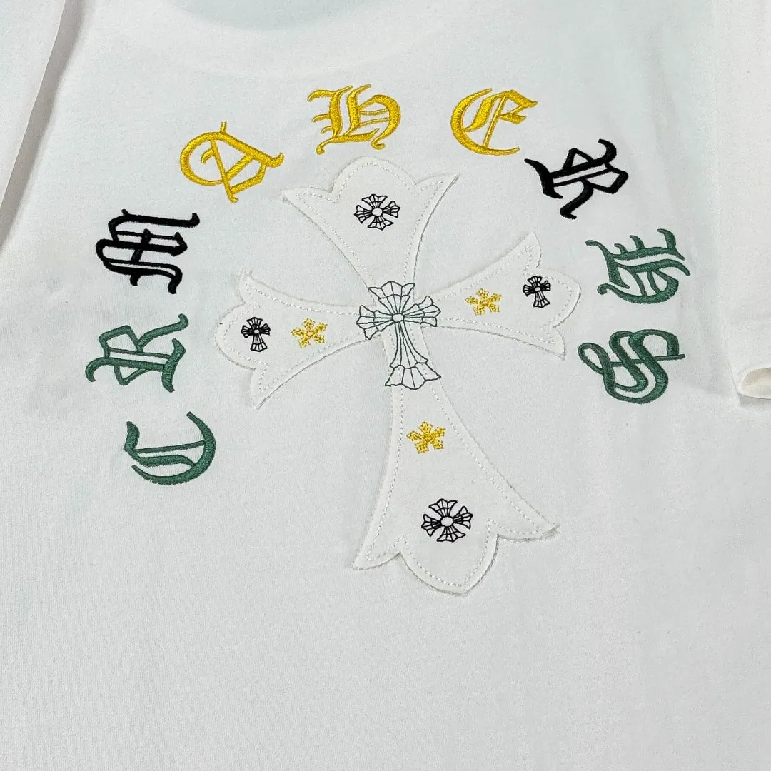 P180 Chrome Hearts 25 high version fabrics made of 300g high-density cotton, no deformation, no shrinkage, complete with three labels, same style for men and women, process: patch embroidery, color: white, black, gray SIZE: S-XL